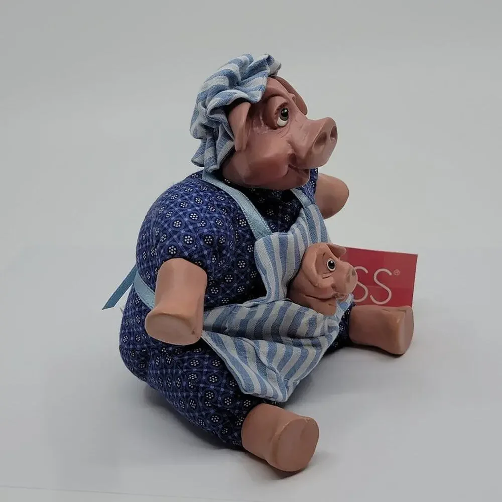 Russ Berrie K Kelly #2641 Country Pigletta mother pig w baby